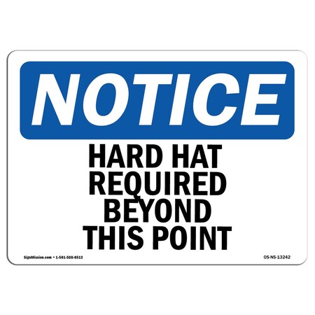 Signmission OSHA Sign, Hard Hat Required Beyond Point, 5in X 3.5in, 10PK, 5" W, 3.5" H, Landscape, PK10 OS-NS-D-35-L-13242-10PK